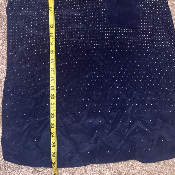 Rebecca Taylor 100% Silk Sleeveless Studded Blouse with Pocket Navy Sz 6 - Picture 3 of 3